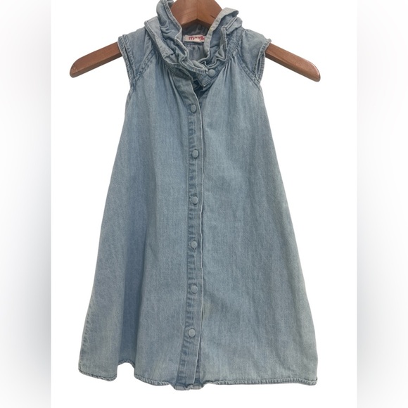 Mazik Denim Ruffle Neck Top - Picture 1 of 6